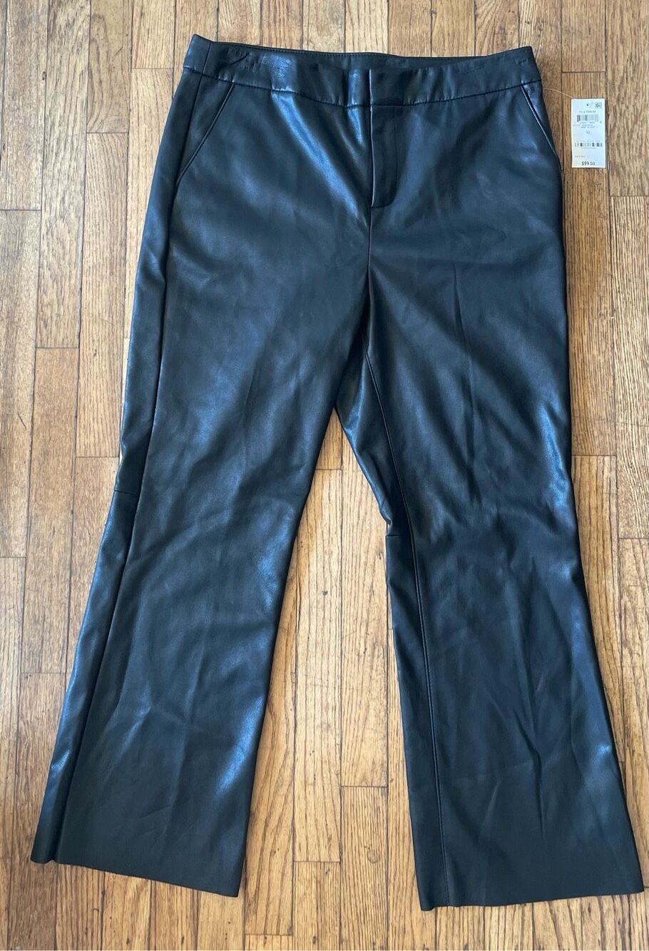 INC International Concepts Platinum Deep Black Pleather 10 Pants New Flawed
